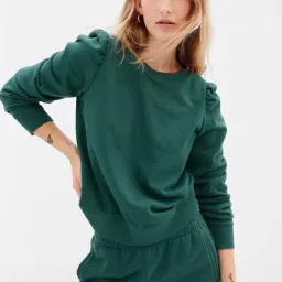 GAP Green Solid Sweatshirt image 3