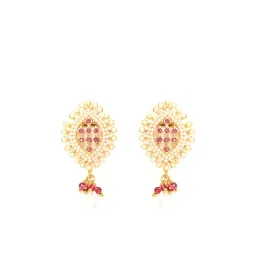 Priyaasi White Beads Ruby Gold-Plated Necklace Set image 4