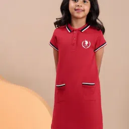 U.S. Polo Assn. Girls Red Polo Collar Cotton Dress-picture-27