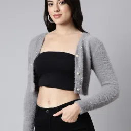 showoffff SHOWOFF Grey Crop Shrug image 4