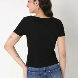 Spykar Black Solid T-Shirt image 4