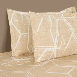 Swayam Dona Abstract Beige 250 TC Cotton King Bedsheet with 2 Pillow Covers image 4