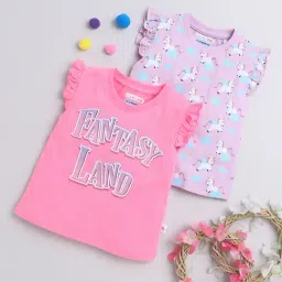 Bumzee Kids Pink & Lavender Printed T-Shirt (Pack Of 2)-image-60
