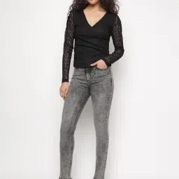 Guess Grey Solid Skinny Fit Jeans image 5