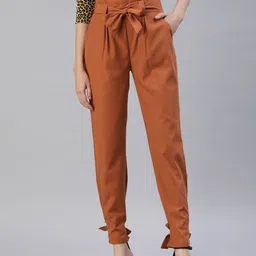 London Rag Women High-Rise Pleated Peg Trousers-image-76