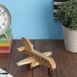 VarEesha Wheels of Wood Beige Pine Wood Decorative Airbus - Set of 1-image-21