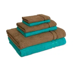 Spaces Seasons Best QD Self Blue & Brown 380 GSM Cotton Towel Combo - Set of 6-picture-10