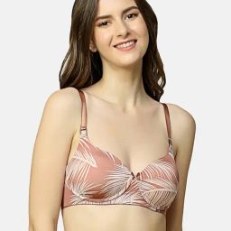 Triumph Brown Printed Half Coverage T-Shirt Bra-picture-14