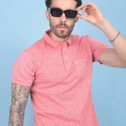 Crimsoune Club Peach Slim Fit Printed Polo T-Shirt image 4