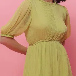 Label Ritu Kumar Lime Green Slim Fit A Line Dress image 4