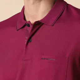 Allen Solly Red Cotton Regular Fit Polo T-Shirts image 4