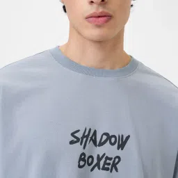 The Souled Store Grey Cotton Graphic Casual T-Shirt image 4