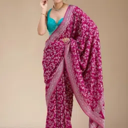 Koskii Wine Zariwork (Gold) Georgette Silk Saree-picture-27