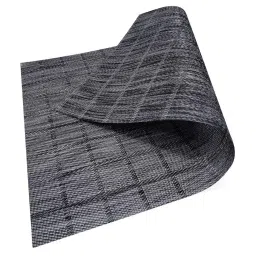 Bianca Premium Charcoal PVC Checks Placemat - Set of 6 image 4