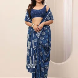 Libas Blue Ethnic Motifs Pattern Saree with Unstitched Blouse image 4