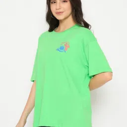 Madame Green Cotton Graphic Print Short Sleeves T-Shirt image 4