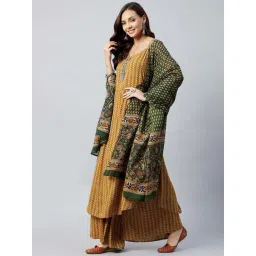 Inweave Green Cotton Floral Print Dupatta-picture-11