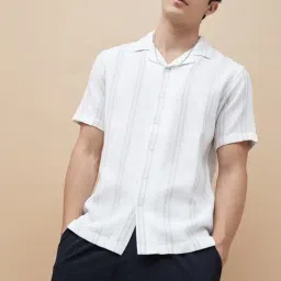 Forca By Lifestyle White Regular Fit Striped Shirt-image-92