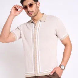 Peregrine By Pantaloons Brown Cotton Slim Fit Striped Polo T-Shirt image 4