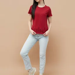 Fame Forever By Lifestyle Red Cotton Regular Fit T-Shirt image 4