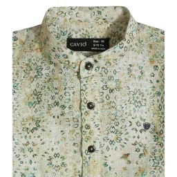Cavio Kids Light Green Printed Full Sleeves Short Kurta image 4