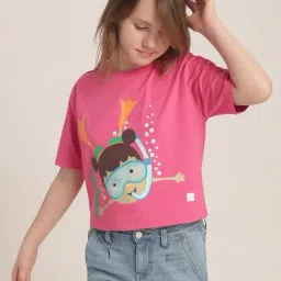 VERO MODA GIRL Raspberry Sorbet Cotton Printed T-Shirt-picture-10