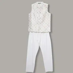Melange by Lifestyle Kids White Embroidered Kurta Set-picture-16