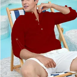 Edin Men Solid Mandarin Collar Straight Kurta image 4