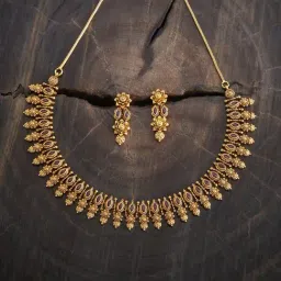 Kushal's Fashion Jewellery Ruby Polished Antique Necklace & Earring Set-picture-28