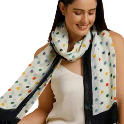 Linen Club Blue Printed Pure Linen Stole-image-27