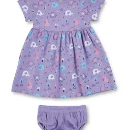 GJ baby Kids Purple Cotton Printed Dress Set-picture-25