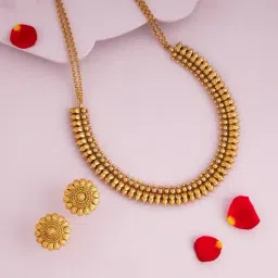 Kushal's Fashion Jewellery Ruby-Green Polished Antique Necklace & Earring Set-picture-28