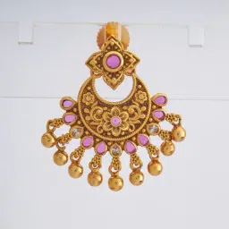 Kushal's Fashion Jewellery Ruby Polished Antique Necklace & Earring Set image 3