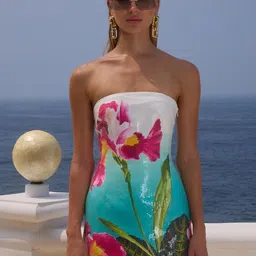 LULU & SKY Women Graphic Print Strapless Sequined Mini Dress-picture-43