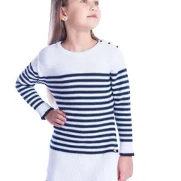 Cherry Crumble By Nitt Hyman Kids White Striped Dress-image-25