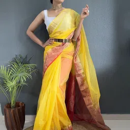 DIVASTRI Woven Design Zari Organza Kanjeevaram Saree-image-54