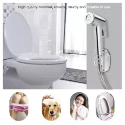 Luv Bath Health Faucet Gun Without Hose Pipe Ergonomic Design Chrome Finish Wall Mount ABS Plastic Silver image 2