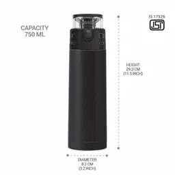 Deep Cutlery Black Single Stainless Steel Solid Water Bottle image 5