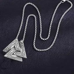 THE MEN GIFT Men Silver-Plated Contemporary Pendant With Chain-picture-24