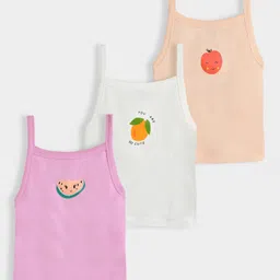 Mi Arcus  100% Cotton Pack Of 3 Sleeveless Fruits Printed Camisoles - Multi Colour-picture-29