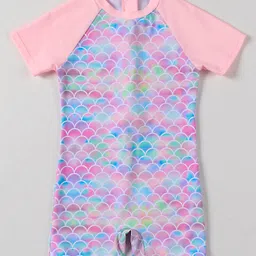 Mark & Mia Half Sleeves Legged Swimsuit Mermaid Print - Pink-picture-19