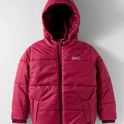 Primo Gino Woven Full Sleeves Padded Hooded Winter Jacket With Embroidery - Red-picture-18