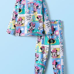 Babyhug Disney 100% Cotton Full Sleeves Co-Ord Night Suit With Minnie Mouse Print - Multi Colour-picture-25