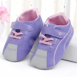 Cute Walk by Babyhug Velcro Closure Booties with Stripes - Purple-picture-25