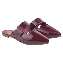 Shoetopia Solid Slip On Mules - Red image 1