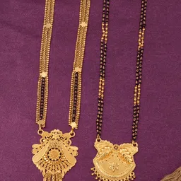 Bhanu diam Gold-Plated & Black Brass Mangalsutra-picture-12