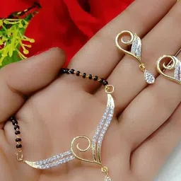 Riyasales Silver-Toned Alloy Artificial Stones Mangalsutra-picture-36