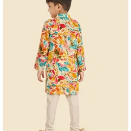 little desi Cotton Woven Full Sleeves Floral Printed Kurta Pyjama Set - Multi Colour image 4