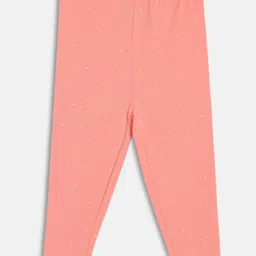 MINI KLUB Cotton Knit Pack Of 2 Polka Dots & Baby Mouse Printed Leggings - Orange & Pink image 4