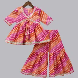 BAESD Girls Leheriya Printed Regular Gotta Patti Kurti with Sharara-picture-15